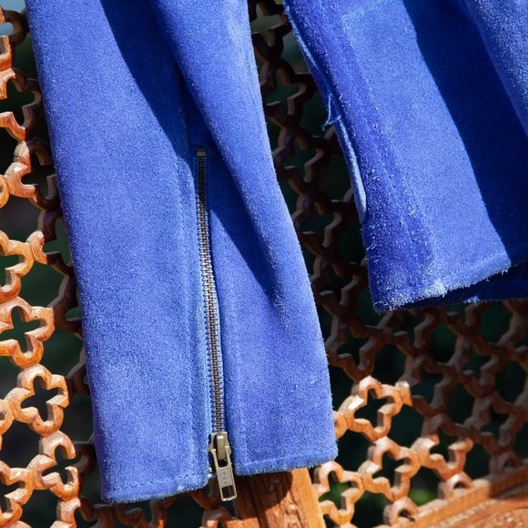 Blue Suede Moto Jacket - Picture 6 of 8